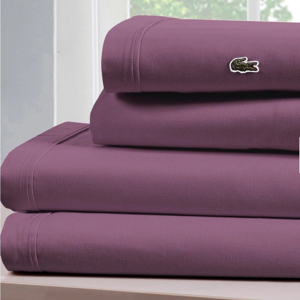 Lacoste Percale Cotton Solid Sheet Set Queen
